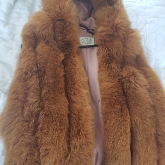 Jackets & Blazers - Red Fox Fur Oversized Vest with Hood